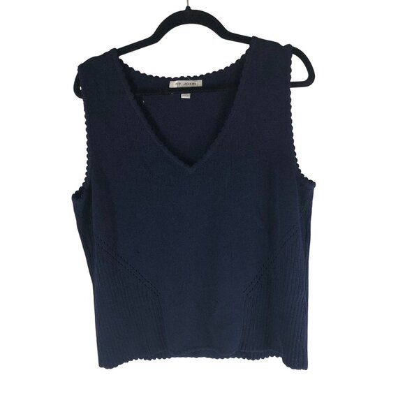 St. John Sweaters - St John Santana Knit Sweater Vest V Neck Navy Blue L